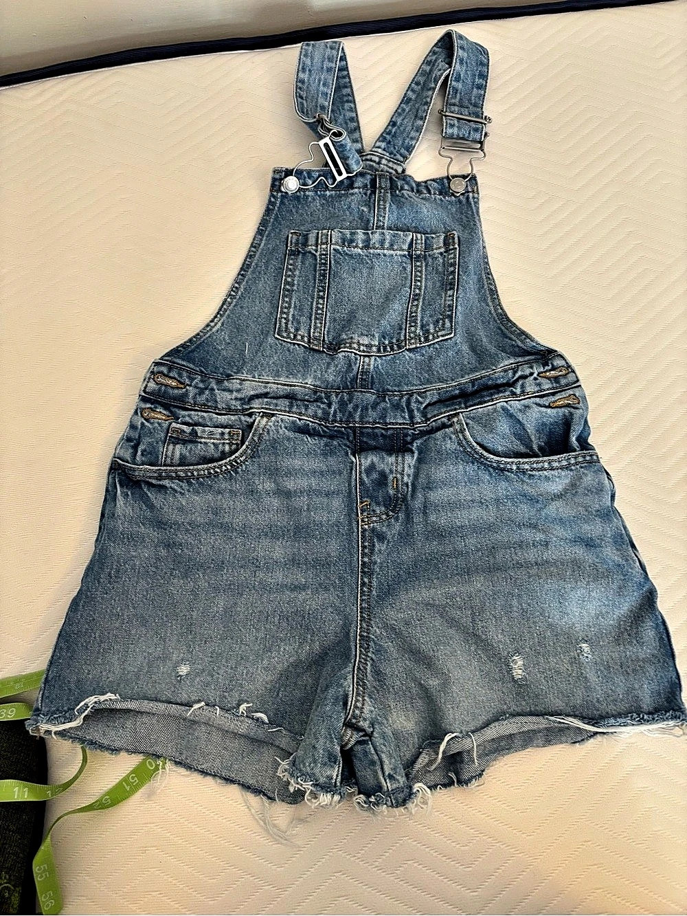 Women's Denim Short Overalls in Blue